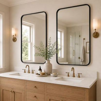 USHOWER 2-Pack Black Bathroom Mirrors for Over Sink 24 x 36 Inch