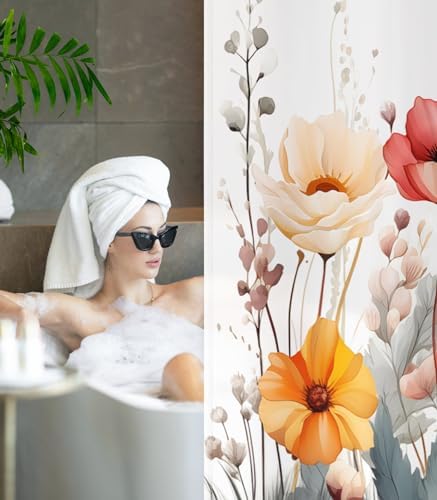Bathroom Shower Curtain Cute Cortinas para Baño 72 x 72, Wildflower