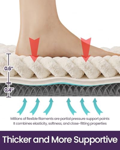 DEXI Bathroom Rugs 36x24, Non Slip Washable Chinelle Bath Mat, Cream