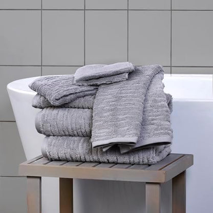 SKL Home CloudSoft Hand Towel Set, 2-Piece, 100% Cotton Luxury, Gray