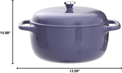 Lodge Essential Enamel Cast Iron Dutch Oven 6 Quarts - Perfect for Bread Baking, Braising, Marinating & Slow Cooking, Features Moisture-Sealing Lid & Dual Handles, Kitchen Essentials, Lilac