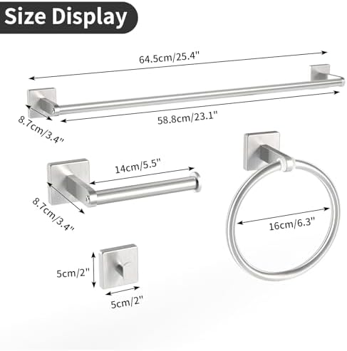 KLJKPA Brushed Nickel Bathroom Hardware Set, 24 inch Bathroom Towel Holder