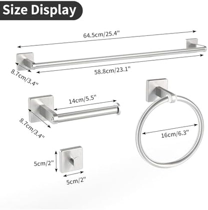 KLJKPA Brushed Nickel Bathroom Hardware Set, 24 inch Bathroom Towel Holder