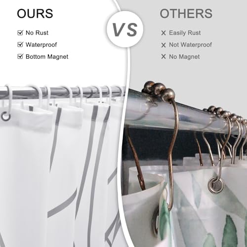 Striped Shower Curtain for Bathroom, Grey White, 72" W x 84" L