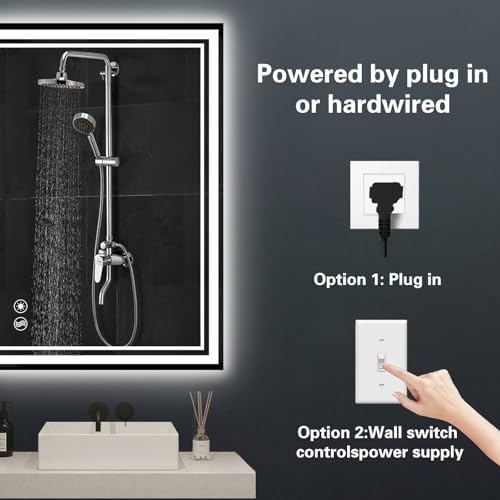 2 Pack 24“ x 36” LED Bathroom Mirror, LED Mirror for Bathroom, Fogless