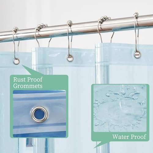 Mrs Awesome Clear Blue Shower Curtain Liner with 3 Magnets, 72x72