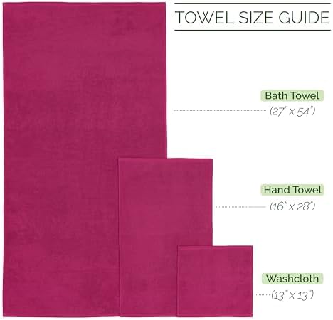 Elegant Comfort 100% Turkish Cotton Corduroy Ribbed Luxury Bath Towels 6-Piece Set, Premium Feel - Quick Dry, Highly Absorbent, Contains 2 Bath Towels, 2 Hand Towels, and 2 Washcloths, Hot Pink