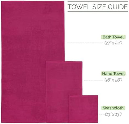 Elegant Comfort 100% Turkish Cotton Corduroy Ribbed Luxury Bath Towels 6-Piece Set, Premium Feel - Quick Dry, Highly Absorbent, Contains 2 Bath Towels, 2 Hand Towels, and 2 Washcloths, Hot Pink