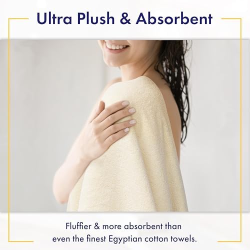 Alusa Home 100% Organic Luxury Bath Sheets - GOTS Certified - Extra Large 35x70 Inches (Pack of 2) Zero-Twist, Long-Staple Cotton Bath Sheet Set (Papyrus)