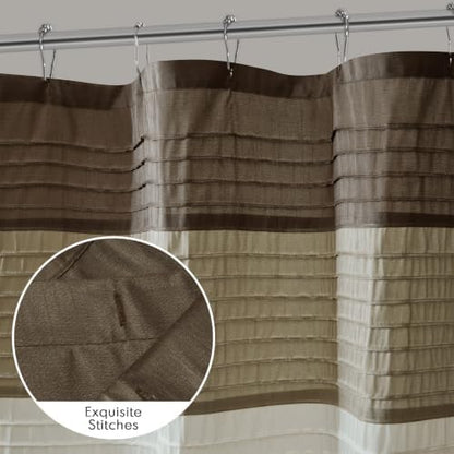Madison Park Amherst 72 x 72 Bathroom Shower Curtain, Faux Silk, Natural