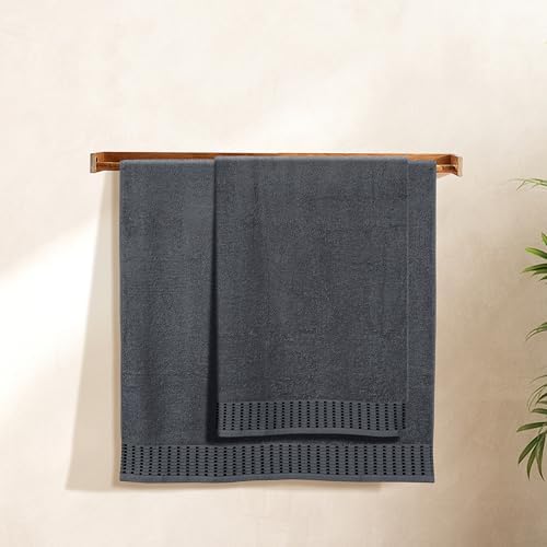 BELIZZI HOME Cotton 2 Pack Oversized Bath Towel Set 28x55 inches, Large Bath Towels, Ultra Absorbant Compact Quickdry & Lightweight Towel, Ideal for Gym Travel Camp Pool - Charcoal Grey