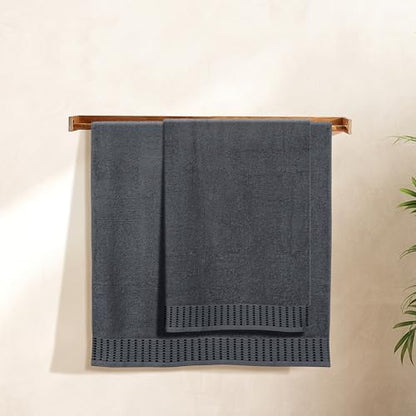 BELIZZI HOME Cotton 2 Pack Oversized Bath Towel Set 28x55 inches, Large Bath Towels, Ultra Absorbant Compact Quickdry & Lightweight Towel, Ideal for Gym Travel Camp Pool - Charcoal Grey