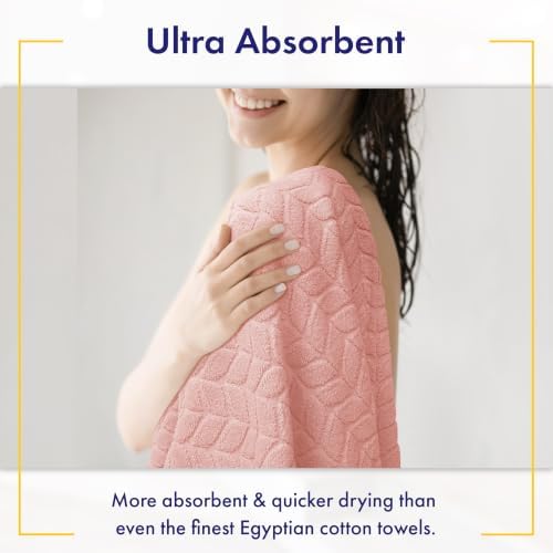 Alusa Home Ultra Soft & Stylish 700 GSM Luxury Bath Sheets | Pack of 2 | Extra Large 35x70 Inches | 100% Zero-Twist, Long-Staple Cotton | Remarkably Absorbent (Blush Pink)