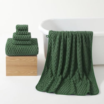 REDKISS Olive Green Microfiber Towels Set of 6-35x70 Inches Oversized Bath Sheets, Extra Large Bath Towels Set of 6, Super Soft Quick Dry Lint Free Absorbent Waffle Microfiber Shower Towels