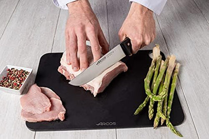 Arcos Butcher Knife 8 Inch Nitrum Stainless Steel and 200 mm blade. Professional Cooking Knife For Cutting Meat, Fish and Vegetables. Ergonomic Polyoxymethylene Handle. Series Universal. Color Black.