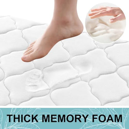 OLANLY Memory Foam Bath Mat Rug 59x20, Ultra Soft Bathroom Rugs, White