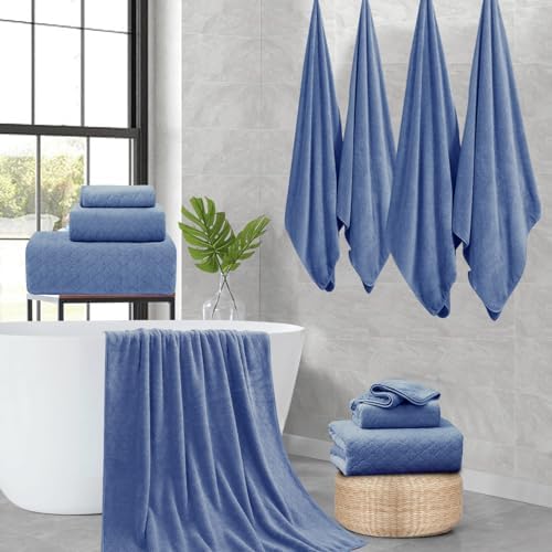 Extra Large Bath Towels Set 35x70 Inches - Luxury 600 GSM Oversized Bath Sheet,Ultra Soft Microfiber - Quick Dry,Highly Absorbent Shower Towels Spa Hotel Bathroom Towel Set (4-Pack,Air Force Blue)
