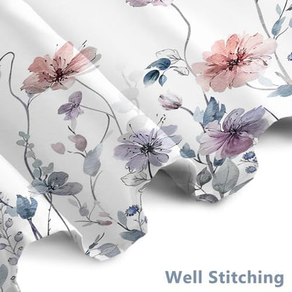 AWERT Wildflower Shower Curtain for Bathroom Watercolor Floral Shower Curtain with Hooks Waterproof Flower Printing Fabric Bathroom 48x72 Inch