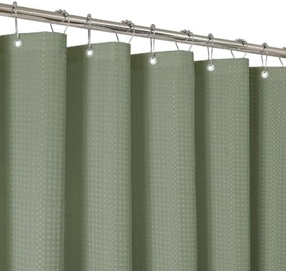 2-in-1 Waterproof Fabric Shower Curtain - No Separate Liner Needed, Hotel-Style Waffle Weave, Effortless Cleaning & Washable Bathroom Shower Curtain Set,72Wx84H,SageGreen
