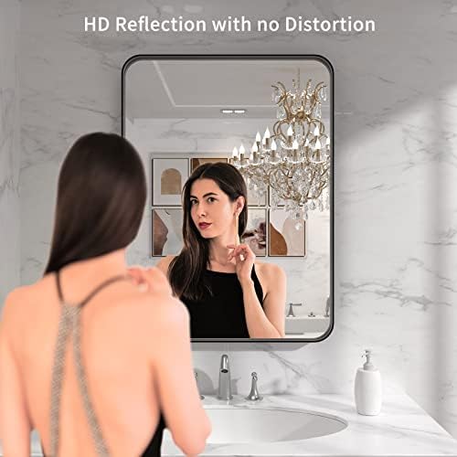 LOAAO 22X30 Inch Black Bathroom Mirror Metal Framed