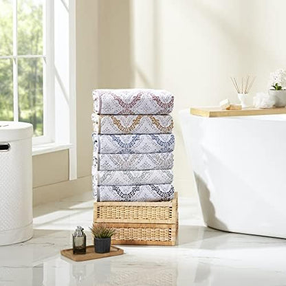 Modern Threads Capri 6-Piece Reversible Yarn Dyed Jacquard Towel Set - Bath Towels, Hand Towels, & Washcloths - Super Absorbent & Quick Dry - 100% Combed Cotton, Coal