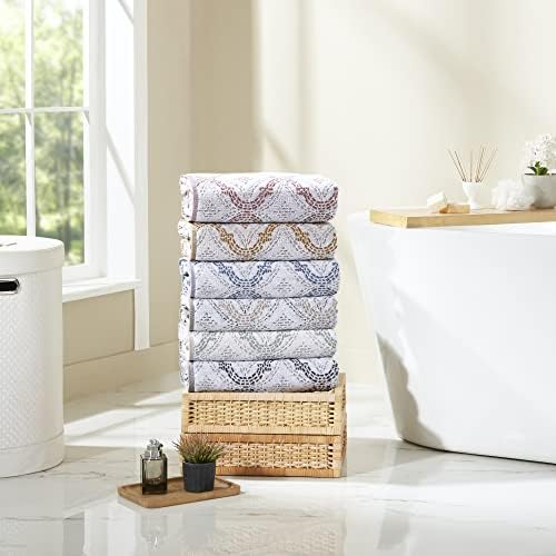 Modern Threads Capri 6-Piece Reversible Yarn Dyed Jacquard Towel Set - Bath Towels, Hand Towels, & Washcloths - Super Absorbent & Quick Dry - 100% Combed Cotton, Ivy