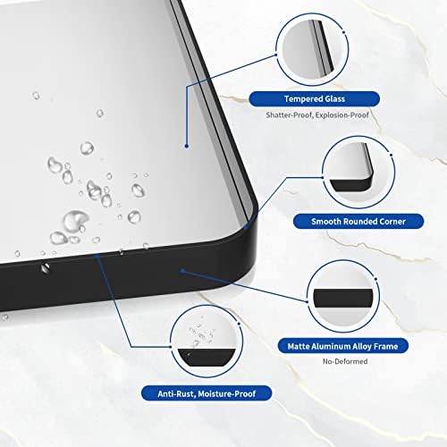 WEER Black Bathroom Vanity Mirror 48X30 Inch