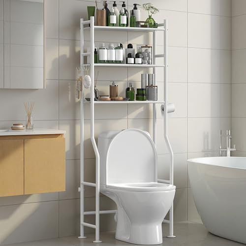 3-Tier Over Toilet Storage, Anti-Tip, 64" H, White