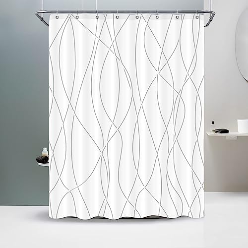 Striped Shower Curtain for Bathroom, Grey Shadow, 60" W x 72" L