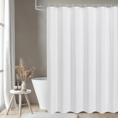 Fabric Long Shower Curtain with Waterproof Layer,72x78,White