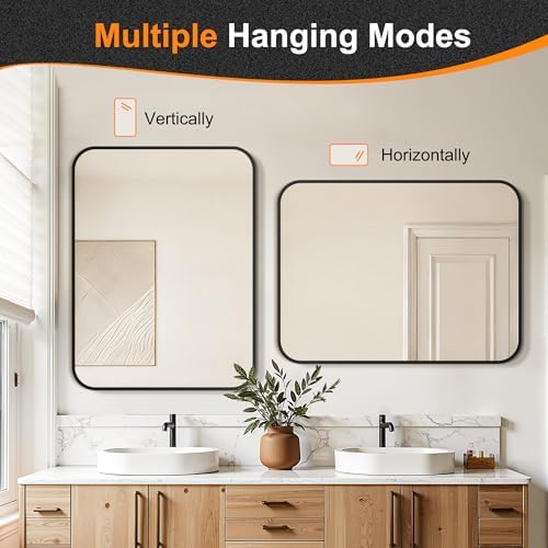 Delma Bathroom Vanity Mirror, Black Framed Mirror for Over Sink, 30x40