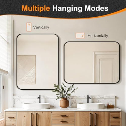 Delma Bathroom Vanity Mirror, Black Framed Mirror for Over Sink, 30x40