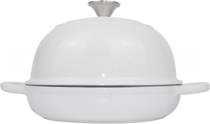 Dutch Oven for Bread Baking Bread Oven for Sourdough Bread Baking, Enameled Cast Iron Dutch Oven Pot with Lid 5 qt Cast Iron Bread Pan, White