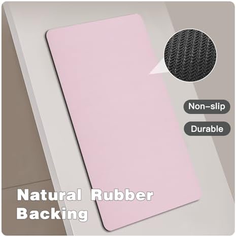 TYUU Thin Bath Mat Runner, Bathroom Rugs Non Slip Washable, 17x59 Pink