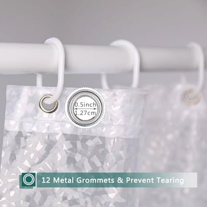 Shower Curtain Liner, 100% Waterproof Eva Shower Curtains with 3 Duty Heavy Bottom Magnets and 12 Rust Proof Grommets, 72x72 Weighted Shower Liner for Shower Stall, Bathtubs