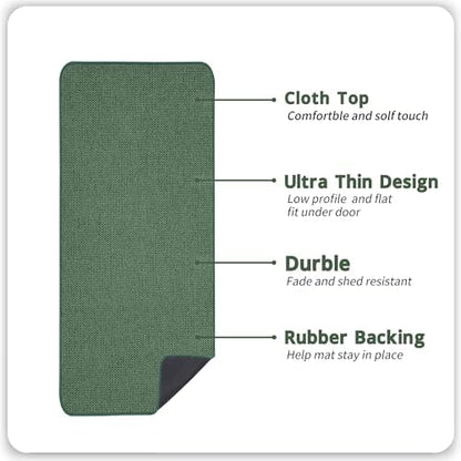 Bosap Bath Mat,Ultra Thin Bathroom Runner Rugs,Large Bath Mats for Bathroom,Quick Dry,Non-Slip,Machine Washable,Low Pile,Bath Rug,Shower Outside,Sink,Home Decor Accessories.Green,3'x6'(36x72inch)