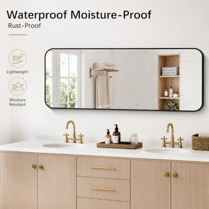 DESBING 60" x 24"Bathroom Mirror, Matte Black Wall Mirror with Metal Frame, Decorative Rectangular Vanity Mirror for Bedroom Bathroom Living Room Entryway (Horizontal/Vertical)