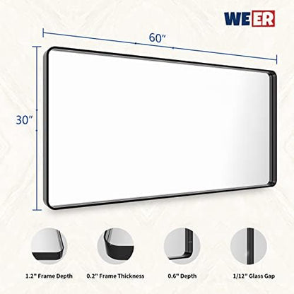 WEER Black Bathroom Vanity Mirror 60X30 Inch