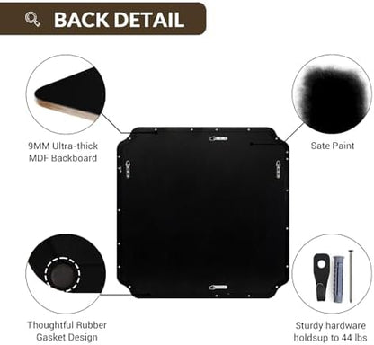 ANDY STAR 24x24 Inch Square Mirror, Matte Black Vanity Mirror, Modern Scalloped Bathroom Mirror in Premium Stainless Steel Thin Frame, Unique Rounded Notched Corners