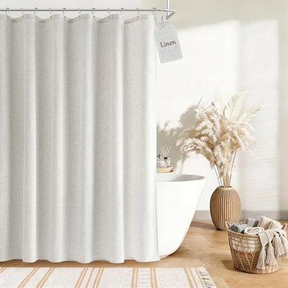 Nanspring Linen Shower Curtain for Bathroom 72x72 Inch 1 Panel Boho Color