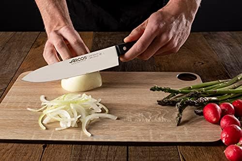 Arcos Chef Knife 8 Inch Stainless Steel. Cooking Knife to Cut and Peel Small Food. Ergonomic Polyoxymethylene Handle and 200mm Blade. Series Universal. Color Black