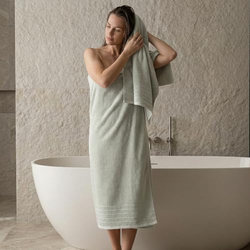 REDKISS 2 Pack Extra Large 35x70 Inch Cotton Bath Towels, Light Gray