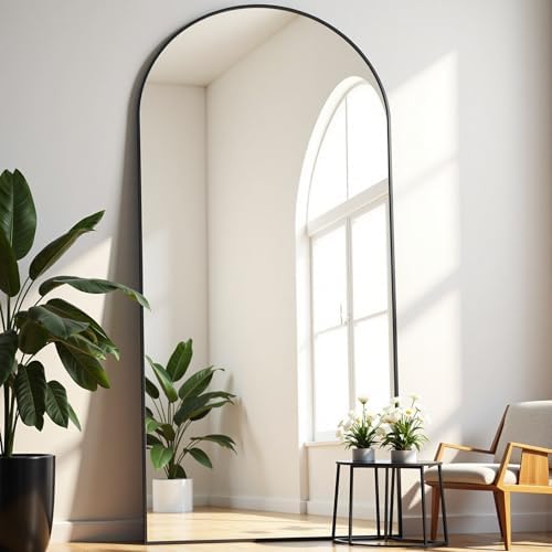 Dewfig Full Length Mirror, 70"x26" Arched Full Body Mirror, Black