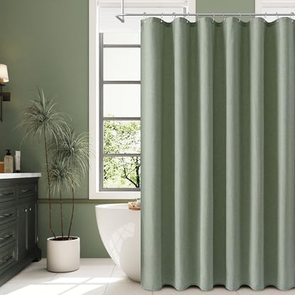 Naturoom Linen Shower Curtain 72 Inch Long for Bathroom Light Sage 1 Panel