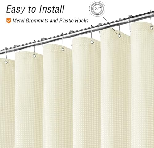 Gibelle Extra Long 230GSM Heavy Duty Ivory Shower Curtain, 72 x 84