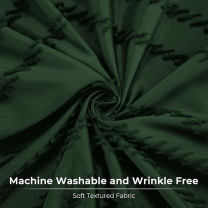 Dark Green Boho Fabric Shower Curtain 72 x 78 Inches
