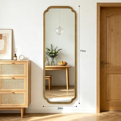 WallBeyond Full Length Mirror Wall Mounted 71"x24", Rustic Wooden Frame Floor Mirror, Large Full Body Mirror for Bedroom, Leaning or Hanging Against Wall (Natural Solid Wood)