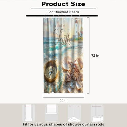 Luxury Ocean Aesthetic Shower Curtain Beach Nautical Funky Inspirational