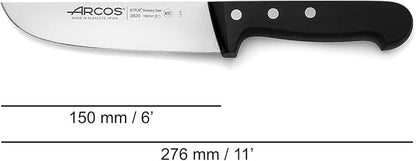 Arcos Butcher Knife 6 Inch Nitrum Stainless Steel. Professional Cooking Knife For Cutting Meat, Fish and Vegetables. Ergonomic Polyoxymethylene Handle. Series Universal. Color Black.