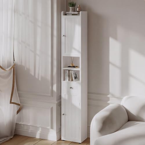 ChooChoo Tall Bathroom Storage Cabinet with Drawer, 11.8" x 11.8" x 70.8"